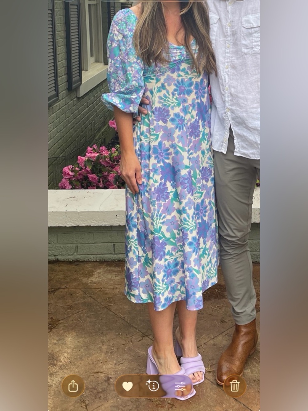 Floral Midi Dress in Lavender and Teal